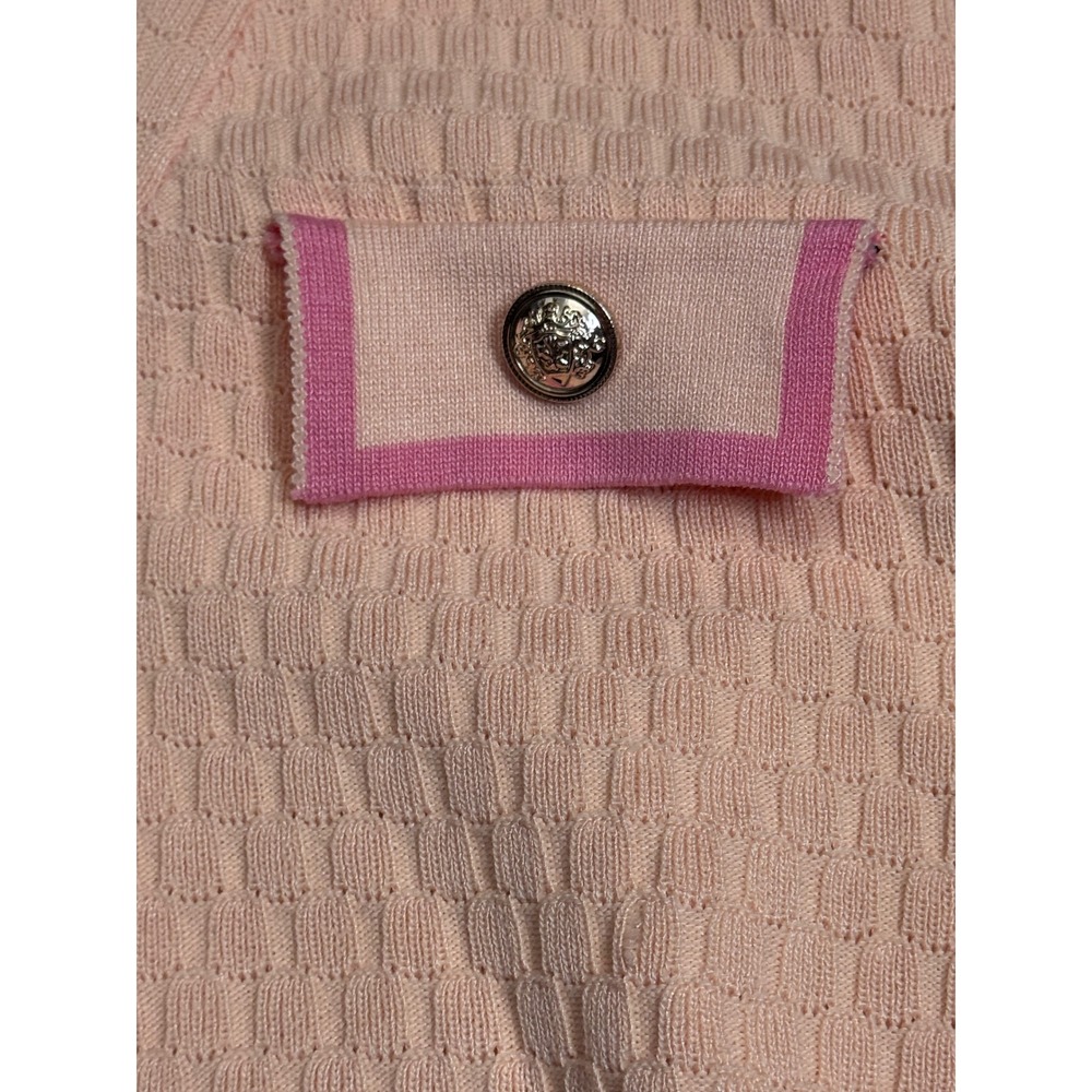 Nanette Lepore Peach Pink Knit Cardigan Short‎ Sleeve Preppy Work Office Chic S - Picture 5 of 10